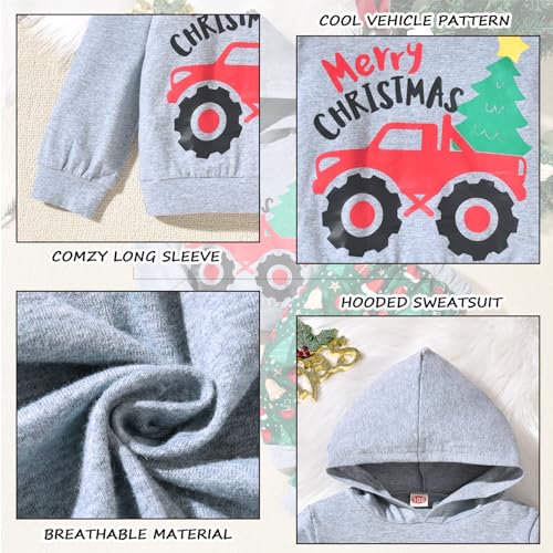 Image of HINTINA Baby Boys Dinosaur Long Sleeve Hoodie Tops Sweatsuit Pants Winter Outfit Set