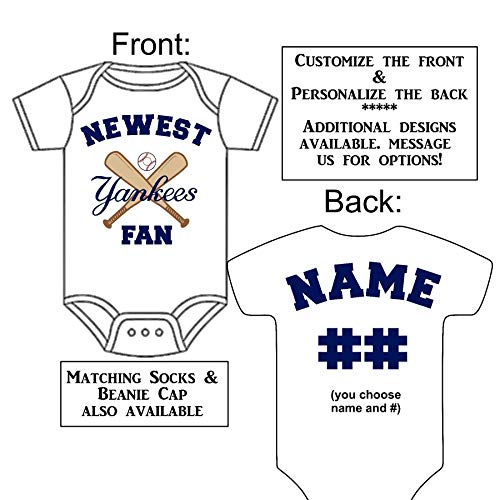 Custom-Made Personalized Newest Yankees Fan Bodysuit Baseball Jersey - Great Baby Announcement Reveal or Gift