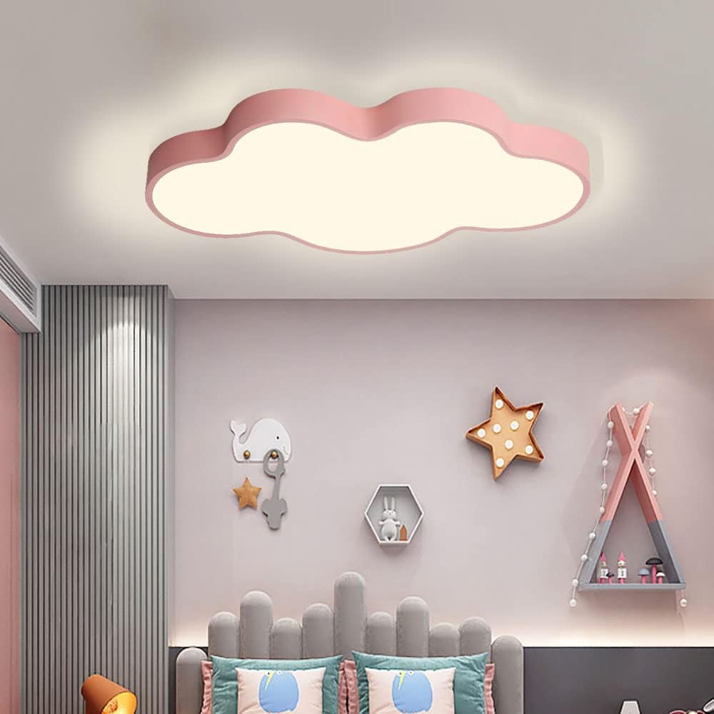 LED Ceiling Light Fixture,23 Inch Modern Cloud Shape Recessed Ceiling Lights, Dimmable Light,Pink 36W Close to Ceiling Lighting Flush Mount Living Room Bedroom,3000K-6000K