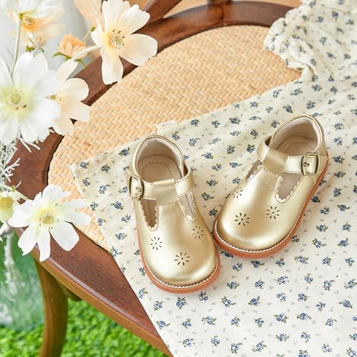 Image of PHIRAMIN Toddler Flower Girl Dress Shoes - Little Girl Mary Janes Flats Wedding