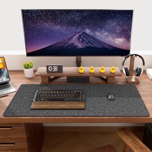 Image of Auhoahsil Felt Desk Mat, Minimalist Large Mouse Pad XXL 35.5 x 15.7 in, Desk Matt for Desktop, Keyboard, Laptop, Computer, Office, Work from Home, Gaming, Gray