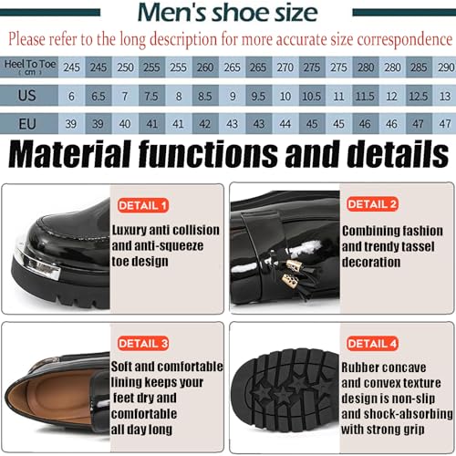 Men's Patent Leather Metal Decoration Chunky Platform Penny Loafers Luxury Round Toe Slip-On Lug Sole Dress Shoes Daily Non-Slip Shock Absorbing Outdoor Work Shoe3