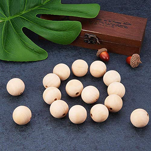 Ph Pandahall 100Pcs Wooden Beads 25Mm Natural Wood Bead Unfinished Wooden Loose Beads Large Wood Beads For Christmas Tree Wreath Bracelet Pendants Diy Crafts Jewelry Making #TOP1