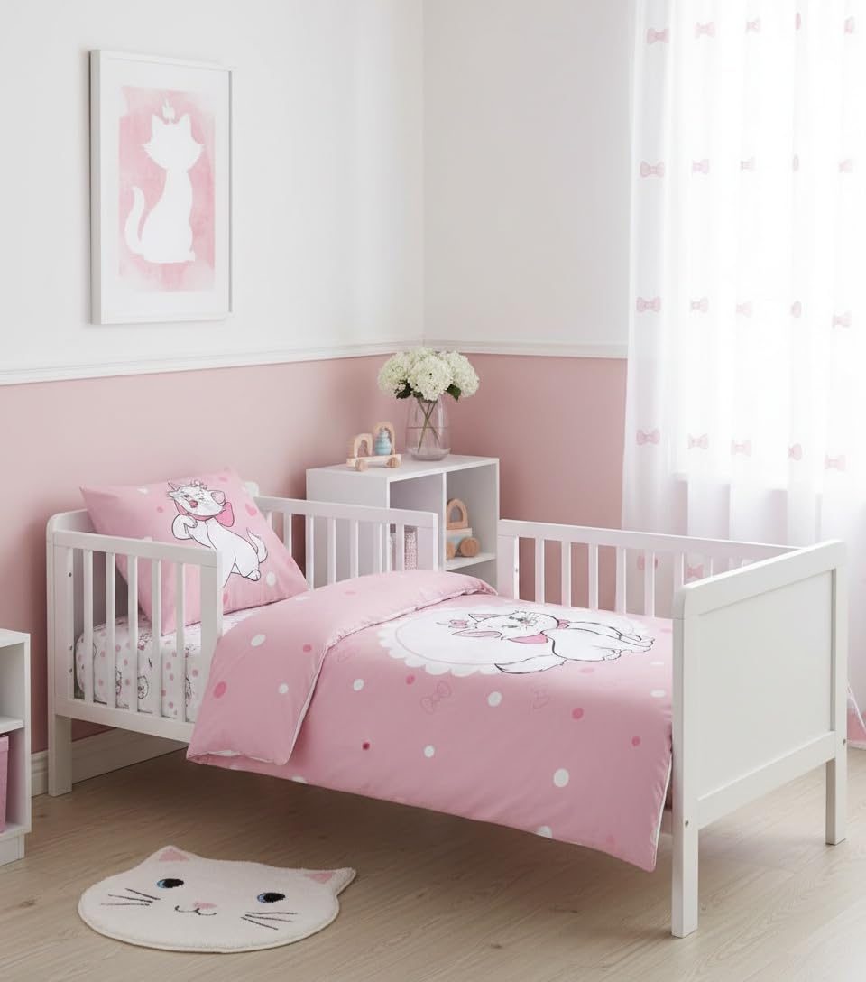 Disney Aristocats Marie Cat Cot Size Bedding Set, Multicolor, Cot Bed - Image 2
