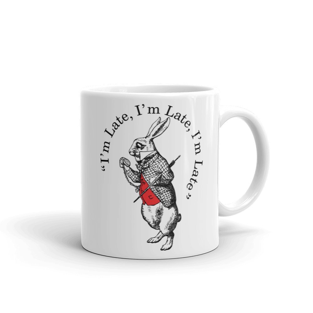 British Library Alice in Wonderland Ceramic Mug with White Rabbit Design