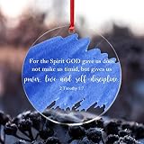 Décoration de Noël en acrylique avec citations « For The Spirit God Gave Us Does Not Make Us Timid Christmas » - 7,6 cm