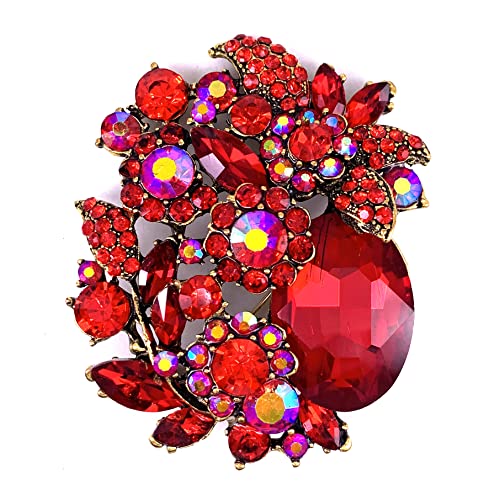 Image of SELOVO Rhinestone Glitter Flower Brooch Pin Jewelry Scarf Accessory Vintage Gold Tone