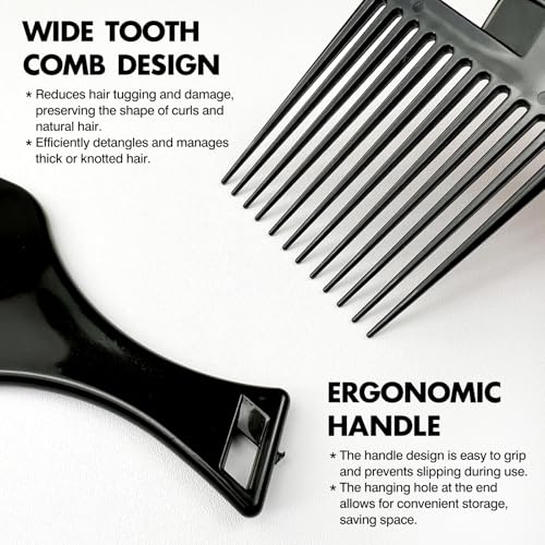 Peines Afro Pick de Plástico Negro x3 para Estilizado miniatura 3