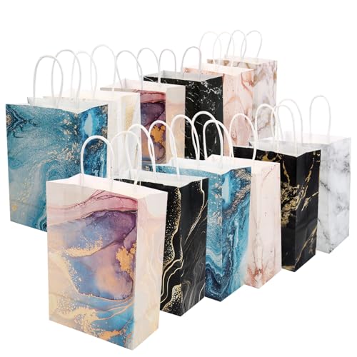 12 Stück Geschenktüten Mit Henkel,Geschenktüten Geburtstag Kraftpapiertüten,Give Aways Kindergeburtstag,Papiertüten für Geburtstag,Hochzeit,Partyzubehör Und Geschenke