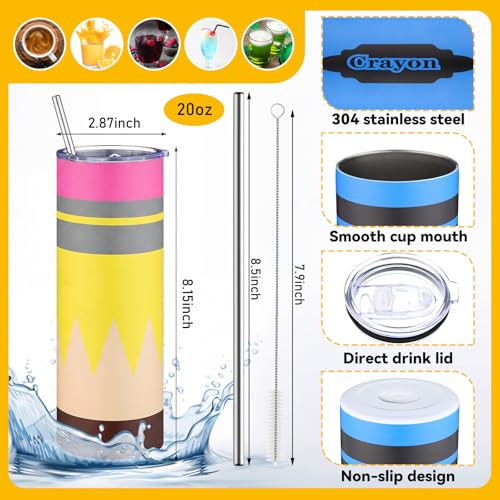 Patelai 18 Pcs/6 Sets Back to School Teacher Appreciation Gifts Bulk Composition Notebook Thank You Gifts Pencil Teacher Gift 20oz Apple Stainless Steel Tumbler Acrylic Keychain Classroom Party Favors by Patelai - Used condition - Image 2