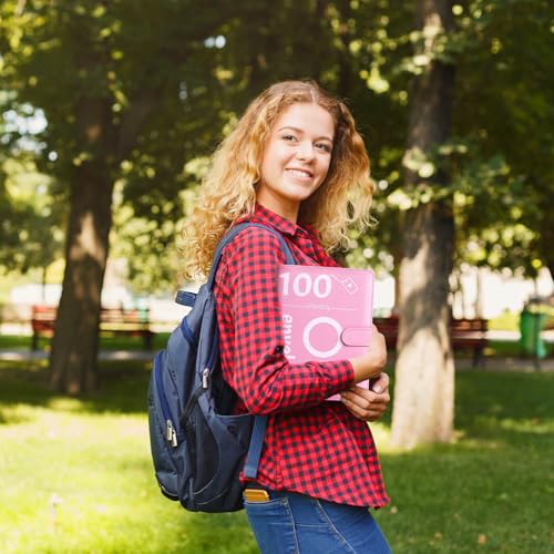 100 Umschläge Geldspar-Challenge,Sparen Herausforderung Binder-,einfache und lustige Möglichkeit 5050 zu sparen,für Geld,Geldsparumschlag für Schule,Zuhause,Büro(Rosa)