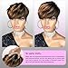 showreal Pixie Cut Wig Human Hair for Women Highlight Brown Short Straight Wigs 100% Real Human Hair Pixie Cut Wig with Bangs Layered Virgin Hair Glueless Natural Short Wig (9149-1B/30)