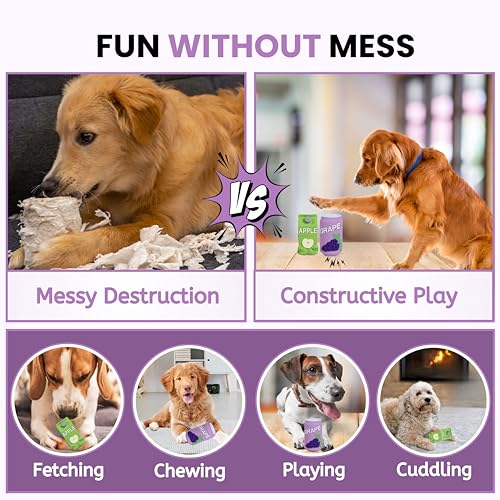 Image of Foodie Puppies Natural Latex Squeaky Play Drink Chew Toy Combo of 2 (Grapes and Apple Juice Toy) for Small to Medium Dogs | Durable, Interactive, Fetch & Chew Safe Play Toy