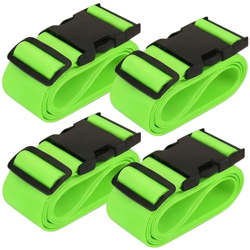 Kodreat 4 Pack Adjustable Luggage Straps for Suitcases Secure Lock Travel Belts 4078 Fit Easy Luggage Identification (Green)