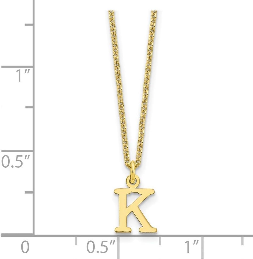 JewelryWeb 10k Yellow Gold Cutout Letter K Initial Necklace Pendant Necklace for Women - Image 2