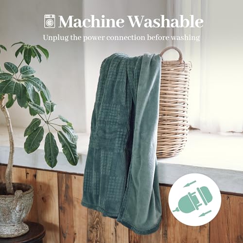 Electric Blanket Full Size 72''X84'' - Heated Blanket with Single Control Fast Heating 9 Heating Levels & 10 Hours Auto Off,ETL Certified Machine Washable (Green)