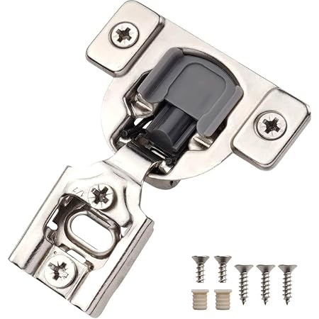 DecoBasics 50 Pack 1/2 inch Overlay Soft Close Cabinet Hinges for Kitchen Cabinets -Hidden Self Closing Cabinet Hinges Brushed Nickel Concealed w/Built-in Soft Close Hinges Damper-3 Way Adjustability