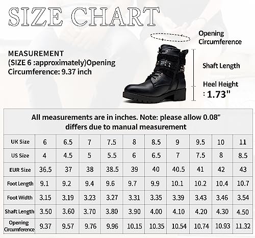 Vepose Womens' 919 Combat Lace Up Ankle Boots, Motorcycle Booties, Black, Size 8.5 Us -Moto Side Zipper(Cjy919 Black 08.5) #TOP3