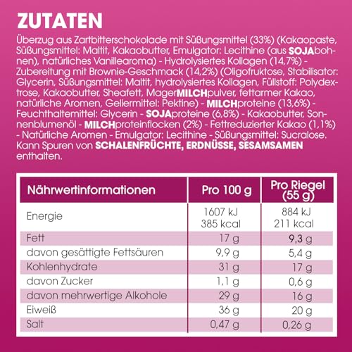 Enervit The Protein Deal Brownie Lover – Proteinriegel, Zartbitterschokoladengeschmack, weiche Brownie-Füllung, 20 g Protein, 0,6 g Zucker, köstlicher Snack, Glutenfrei, 12 Riegel à 55 g 5