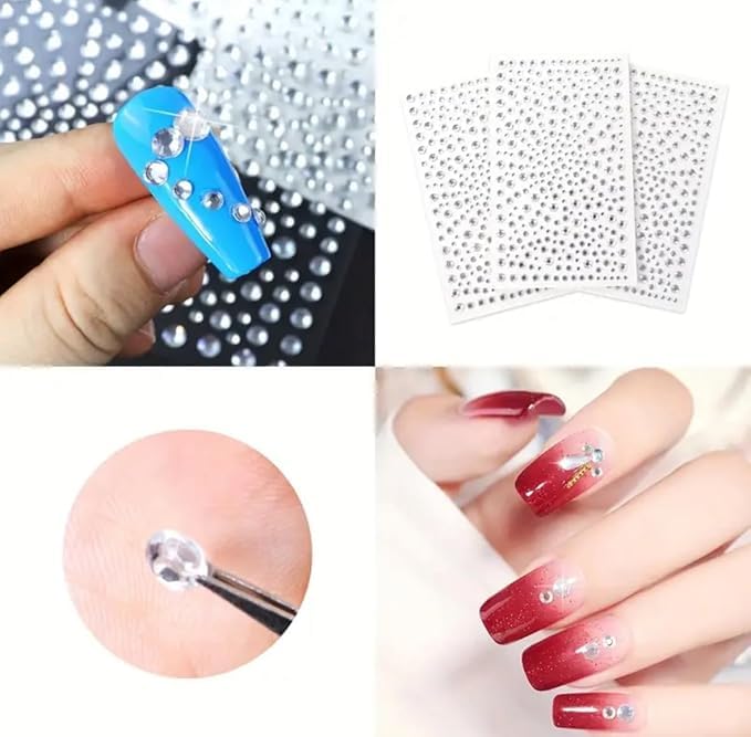 Image of Crystal Hair Rhinestones Sticker Sheet Set - Self Adhesive Face Gems & Hair Stickers for Hair Decoration - 3D Diamond Jewels for Craft, Nail Art, Makeup & Festival Party for Women & Girls
