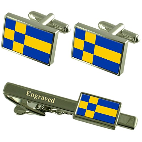 Gemelos Tilburg grabados conjunto clip corbata bandera de Holanda accesorios de caballero