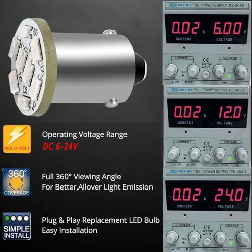 10pcs DC6-24V BA9S LED Bulbs Red 8SMD 3014 Chips miniatura 3