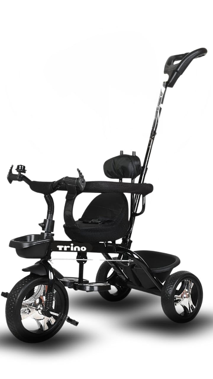 TR1 RX200 Trike: Plug & Play Baby Tricycle with Parental Control, Cushion Seat, and Safety Guard Rail. Suitable for 12-48 Months, up to 30 kg (Black). Made in India.