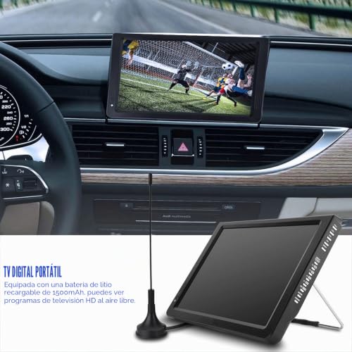 Miniatura 2 de Vbestlife Televisión Digital Portátil 1080p Color Tft-Led Imagen Hd Alta Definición Y Sintonizador De Alta Sensibilidad Soporte Cargador De Coche 12v Negro