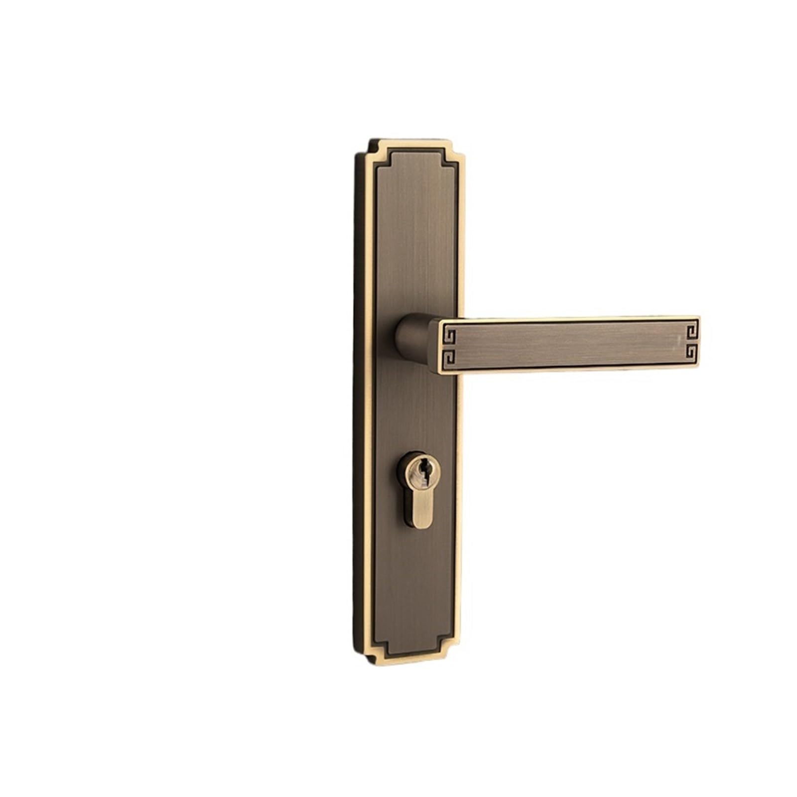 Serrure de porte en cuivre pur style chinois haut de gamme poignée luxe bois massif