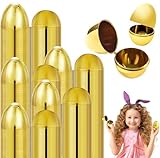 The Dreidel Company Golden Easter Eggs Metallic Gold, Goodie Basket Prize, Eggs are Hinged, 2.25' Inch (12-Pack)