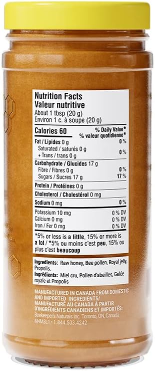 BEEKEEPER'S NATURALS B.Powered Superfood Honey for Everyday Wellness - Raw Honey with Bee Pollen, Propolis + Royal Jelly (11.6 oz) - Image 2