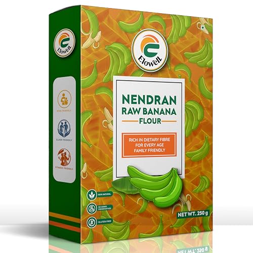 Image of ELOWELL Raw Nendran Banana Flour (250g), Kerala Nendran Banana Powder for Babies, Kids & Adults, Supports Healthy Weight Gain & Cooking, Rich in Fiber, Gluten Free, 100% Natural, No Chemicals
