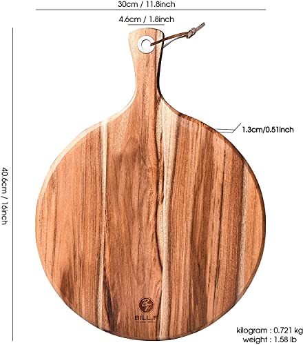 Tabla de cortar rectangular de madera de acacia con mango 40.64x30.48 cm miniatura 3