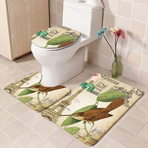 Badematten Set 3 teilig,Toilettenmatte Set,3er Badgarnitur Badezimmer Matte Set Dusch Bade Matte Vorleger Teppich 3D…