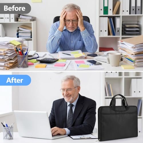 Image of Fireproof Accordion File Organizer Bag A4 13 Pockets Expandable Document Folder with Handle Portable Important Document Storage Case Fire Resistant File Organizer for Home Office Travel Black