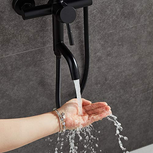 Matte Black Shower System with Extension Rod SUS 304 Stainless Steel 3 Function Outdoor Exposed Shower Fixtures