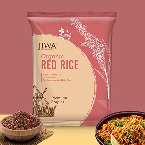 Image of JIWA healthy by nature Organic Quinoa, 1 Kg, (Certified Organic & Gluten Free) & Organic Red Rice, 1Kg
