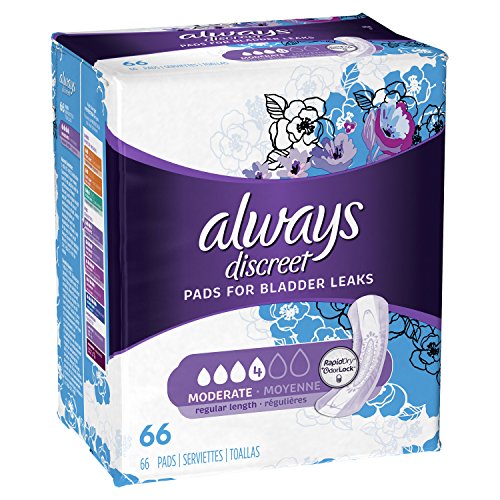 Image of Always Discreet Incontinence Pads for Women, Moderate Absorbency, 66 Count