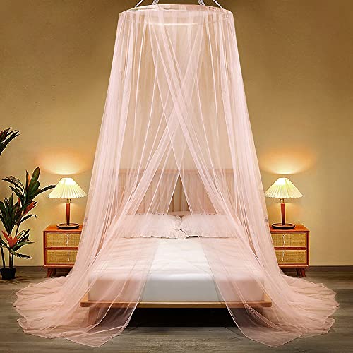 Mosquito Net Bed Canopy, V-Fyee Hanging Drapes Princess Curtain Netting Over Bed Canopy Girls Bedroom Decor for Single, Twin Full & Queen King Size Beds & Baby Crib