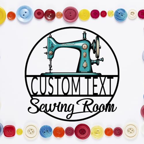 Jmyylaru Custom Sewing Manchine Metal Sign Personalized Quilting Sign for Craft Room Family Name Sign for Grandma Custom Sewing Sign Gifts for Quilters, for Her,Mom'S Gift