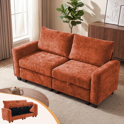 Redlife 70" Modular Loveseat Sofa, 2-Seater Chenille Couch with Storage