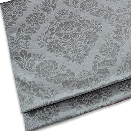 moonfarm 選べる7色 ヨーロピアン・ジャガード ベロア 生地 幅約1.5m×1m 花柄 手芸 (グレー)