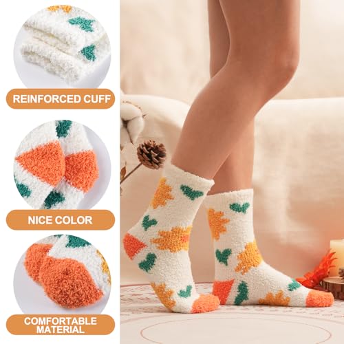 Image of floconssy Fuzzy Socks for Women Gifts, Fluffy Cozy Plush Soft Slipper Socks for Fall Winter Christmas Warm Home 5 /6 Pairs