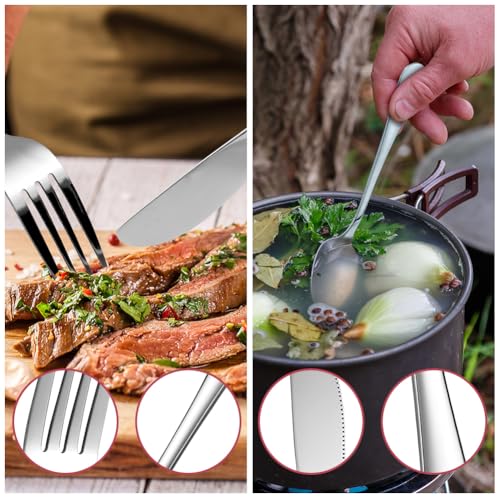HOTUT 3 Pcs Travel Cutlery Set, Cutlery Set including Portable Pouch Case, Stainless Steel Flatware, Reusable - Image 4
