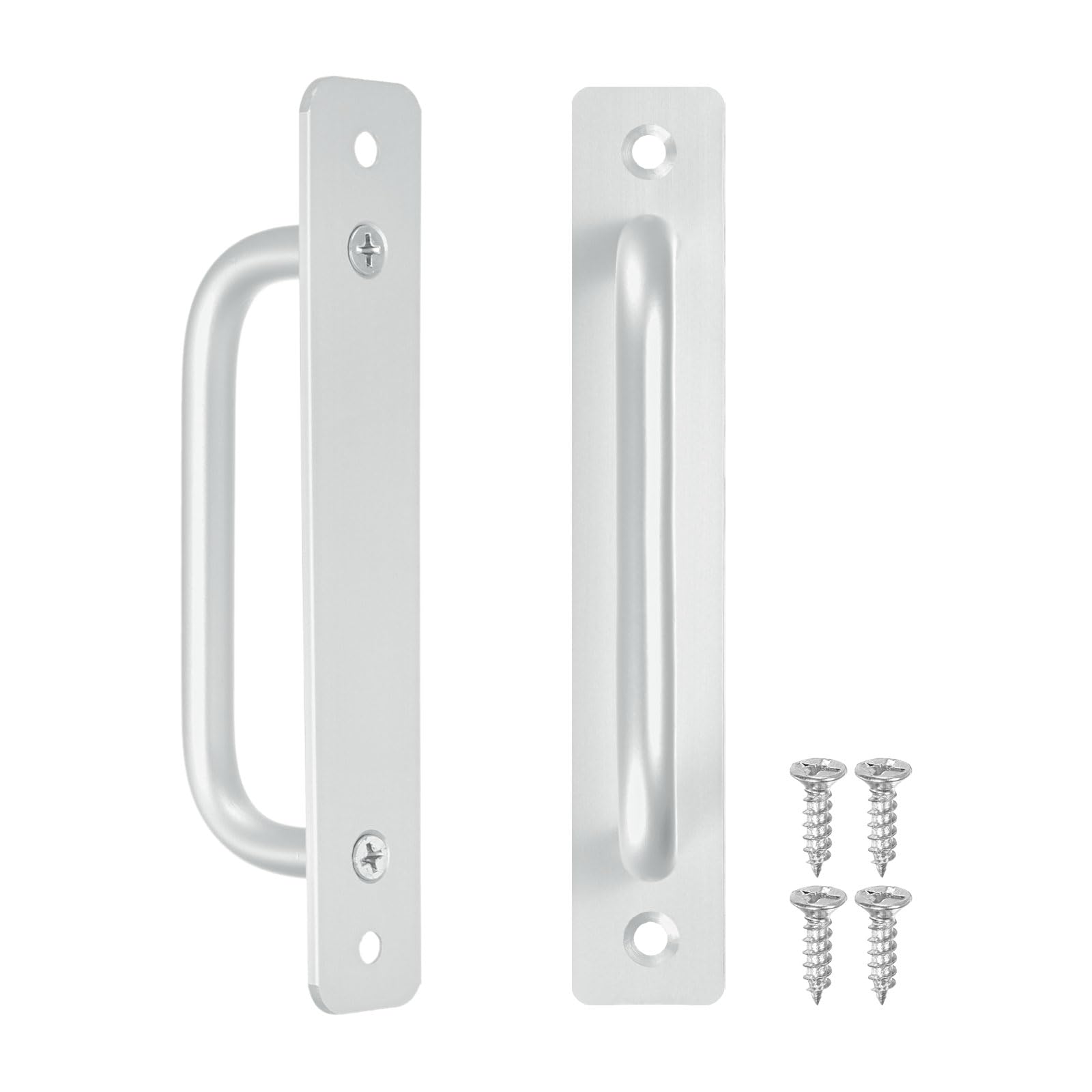 M METERXITY 2-Pack Barn Door Handles, 5Inch/128mm Hole Center Aluminium Alloy Gate Handle with Mounting Screws for Bathroom/Wardrobe/Closet/Kitchen, Sliding Door Handle with Plate [Silver]