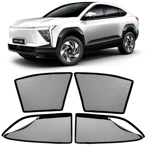 Image of AutoStory Magnetic Car Sunshade for Mahindra XEV 9e | Front Half Cut for Mirror Visibility + Rear Full Coverage with Zipper | Heavy Heat & UV Protection | Privacy Side Window Curtains Shades