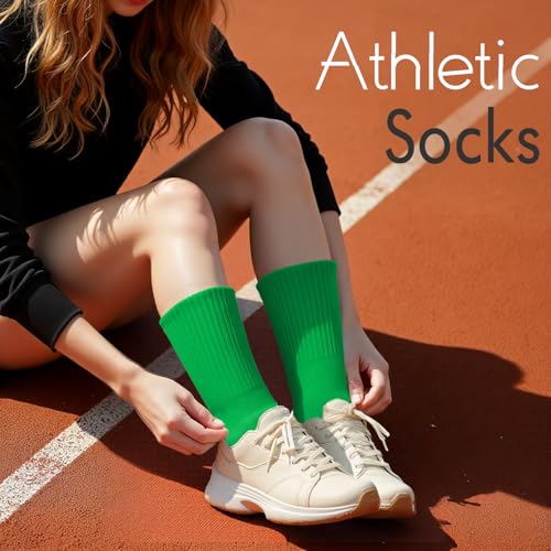 Image of HONGTEYA Slouchy Crew Socks For Women,Scrunch Cotton Cozy Workout Socks