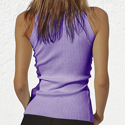 Image of Women Strapless Crop Top Sexy Hollow Out Twist Front Knitted Tank Tops Sleeveless Y2K High Neck Cut Out Sweater Vest