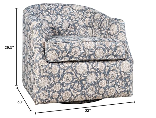 Sillón giratorio tapizado floral azul compacto miniatura 3