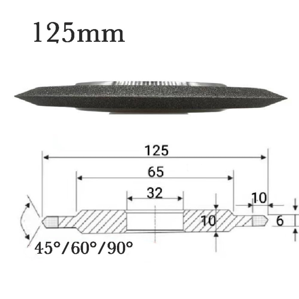 tarcze szlifierskie, Podwójnie fazowana tarcza do ostrzenia wierteł wolframowych SDC 100 mm, 125, 150, /D/320_60 stopni(Sier,400-45 Degree)
